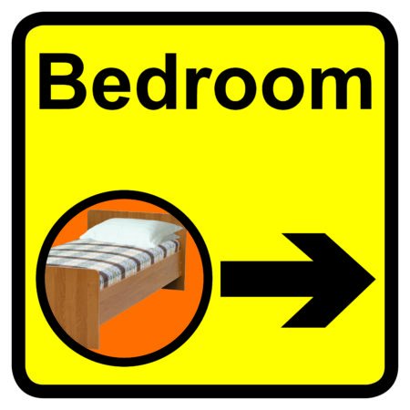 KAI307 - 300x300mm Bedroom Dementia Sign Arrow Right