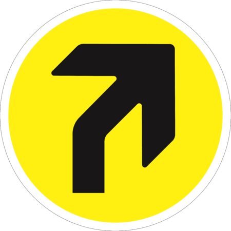 SDIS102BBASV - 450mm Dia Right Arrow Yellow/Black Anti-slip Floor Sign