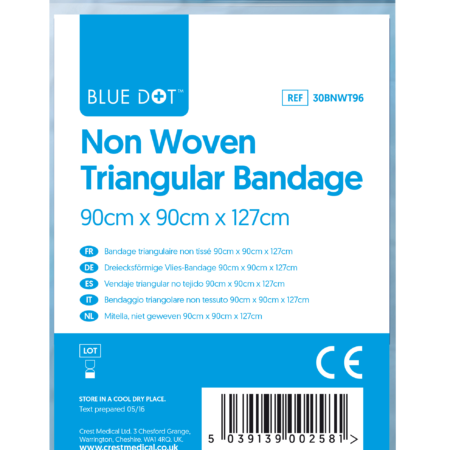 30BNWT96  - Blue Dot Non-Woven Triangular Bandages 90cm x 90cm x 127cm