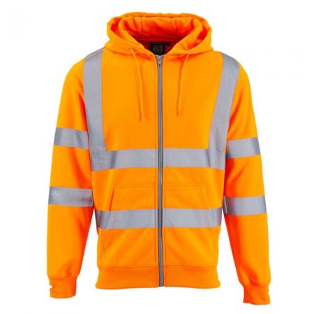 31981 - Hi Vis Orange Zipped Hooded Sweatshirt