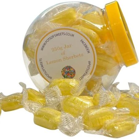 Personalized 250g Cookie Jar of Individually Stockleys Wrapped Sherbet Lemon Sweets