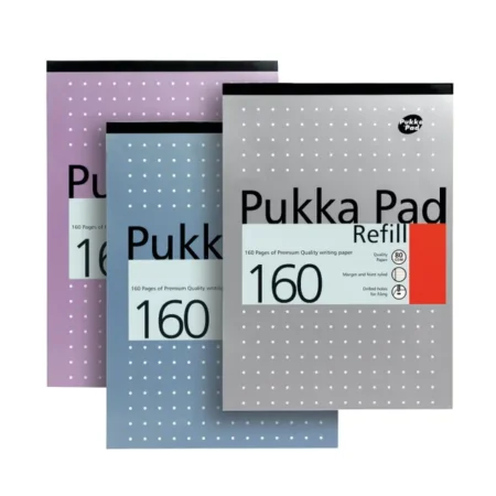 Pukka Pad Ruled Metallic Four-Hole Refill Pad Top Bound 160 Pages A4 (Pack of 6) 80/1