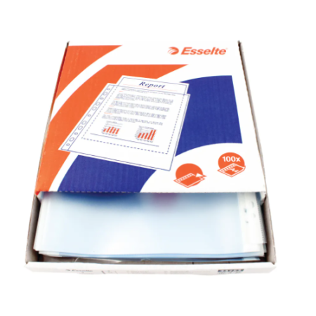 Esselte Pocket Top Opening Embossed A4 Clear (Pack of 100)