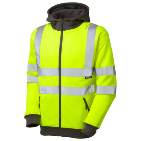 Saunton ISO 20471 Class 3 Full Zip Hooded Sweatshirt Yellow