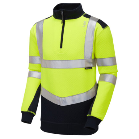 Tapeley ISO 20471 Cl 2 EcoViz PC Dual Colour 1/4 Zip Sweatshirt Yellow/Navy