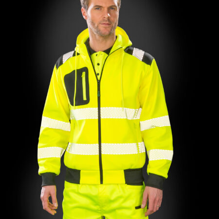 R503X Recycled Zipped Safety Hoody Fluoresent Yellow