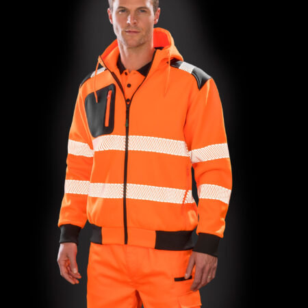 R503X Recycled Zipped Safety Hoody Fluoresent Orange