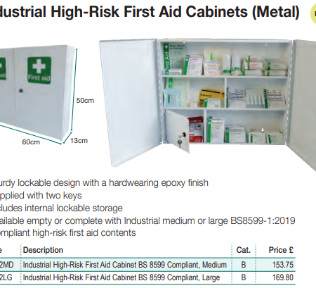 K3352 Industrial High-Risk First Aid Cabinets (Metal) Stocked