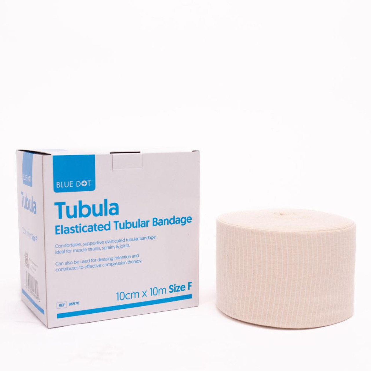 86970 - Blue Dot Tubular Bandage Size F 10Cm x 10mtr