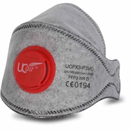 UCFX3-P3VC - X3 Series (Box of 10) Disposable valved FFP3 NR D fold flat mask