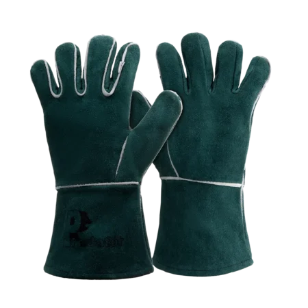 RSW1C-REV  High quality green reversible split leather gauntlet