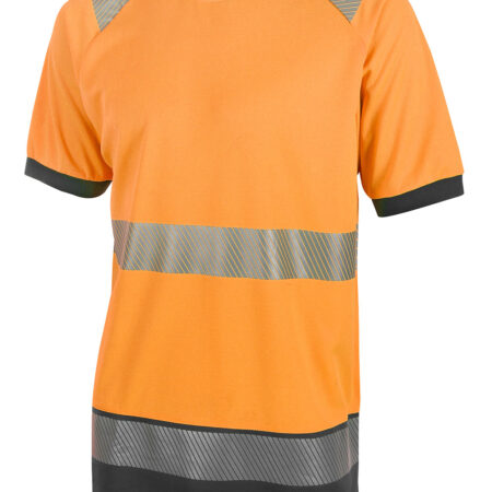 Beeswift Deltic Hi-vis Two-tone Short Sleeve T-shirt Orange / Black, Segmented Tape