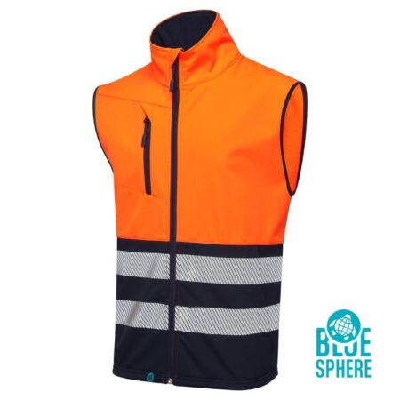 SHV-104D1-7 - Hi Vis Eco Coolair 2 Tone Orange/Navy Softshell Gilet