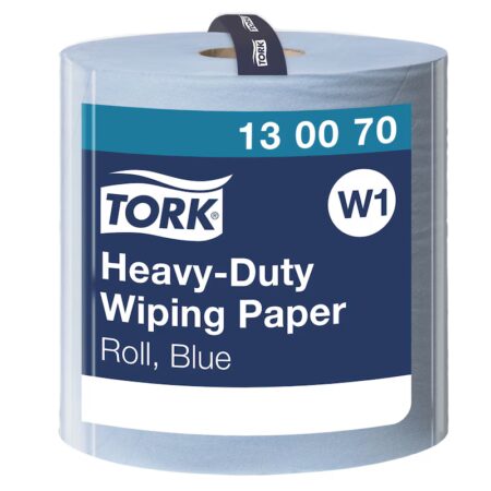 Tork® 130070 Heavy Duty Wiping Paper, Blue, W1 Jumbo Roll – 2 Ply, 340²m, Each