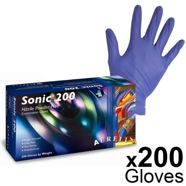 Produktbild von 200 AURELIA Sonic Nitril Untersuchungshandschuhe Blau – AQL 1,5, Puderfrei