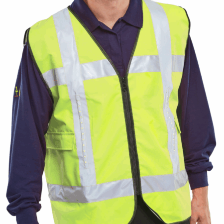 Light Vest Hi-vis Led Light Up Basic Vest With Pockets Saturn Yellow